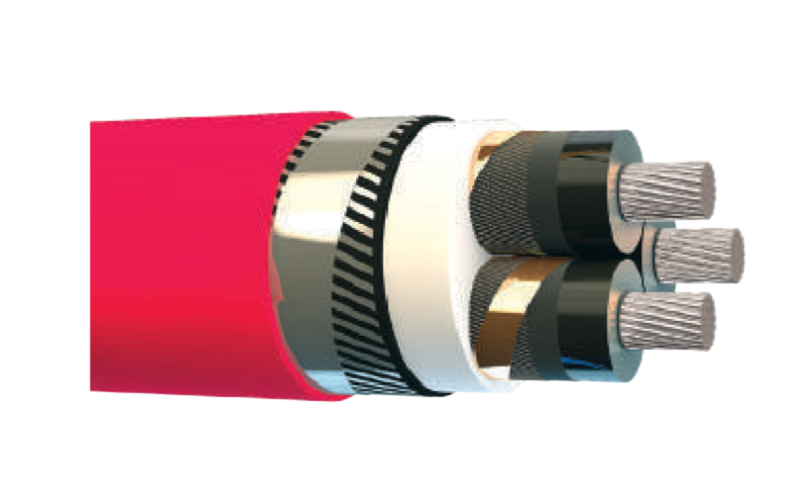 18/30 kV YAXC8VZ3V-R, XLPE Yalıtkanlı, Aluminyum İletkenli, Galvaniz Çelik Tel ve Bant Zırhlı, Üç Damar Orta Gerilim Enerji Kabloları