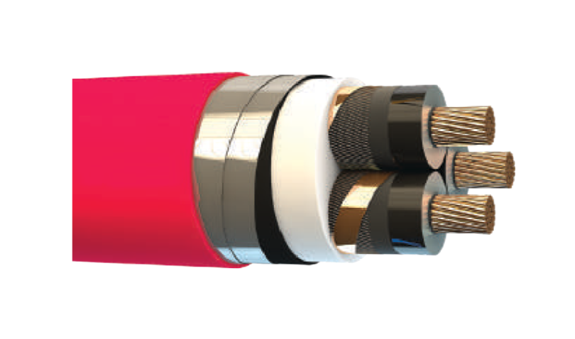 12/20 kV N2XSEYBY, XLPE Insulated, Copper Conductor, Three Core, Double Galvanized Steel Tape Armored, Medium Voltage Power Cables