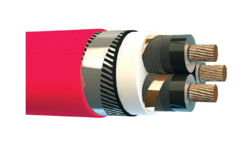 18/30 kV N2XSEYFGbY, XLPE Insulated, Copper Conductor, Three Core, Galvanized Steel Wire and Tape Armored, Medium Voltage Power Cables
